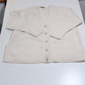 Chic Cream Button-Up Snowflake Button Detail Cardigan